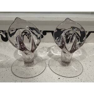 Set of 2 1937-1958 Cambridge Glass Pristine Calla Lilly Candlestick Holders